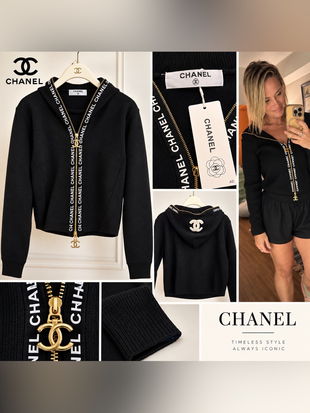 Unlisted Black Hooded Teddy Jacket with Gold Hardware